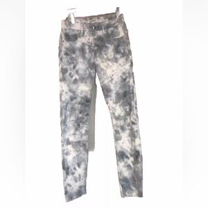 Good American Good Legs Jeans Womens Blue Cloud Tie Dye Raw Hem Size 4/27